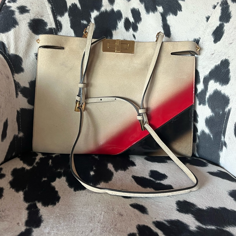 FENDI Peekaboo Marquetry Clutch Crossbody with detachable strap
